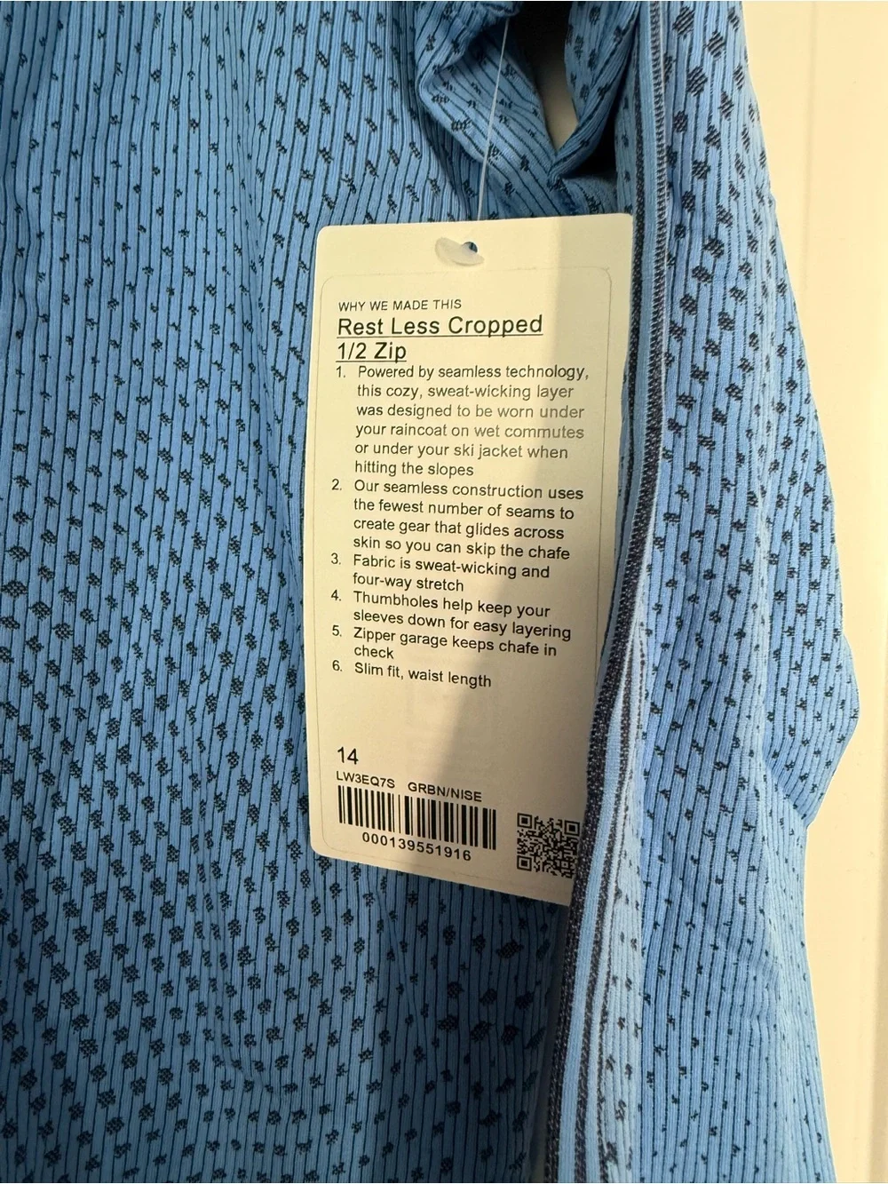 NWT Lululemon Rest Less Cropped 1/2 Zip (Size 14)